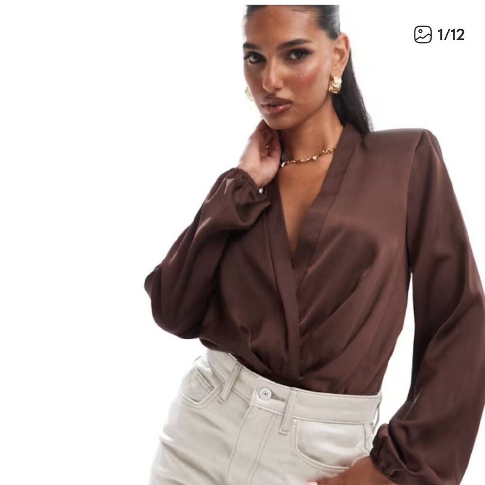 ASOS Chocolate Brown Wrap Bodysuit